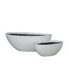 Ovales Pflanzgefäß - 2er Set - Polystone Weiß Glänzend - Montone