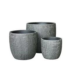 Pflanztöpfe Im 3er Set - Mit Einsatz - Polystone Steingrau - Clauiano