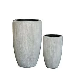 Polystone Pflanzgefäße Im 2er Set - Modern - Hellgrau - Barga