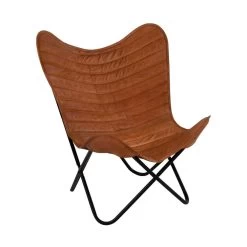 Robuster Gartensessel Aus Ziegenleder - Braun - Schmetterlingstuhl Sur