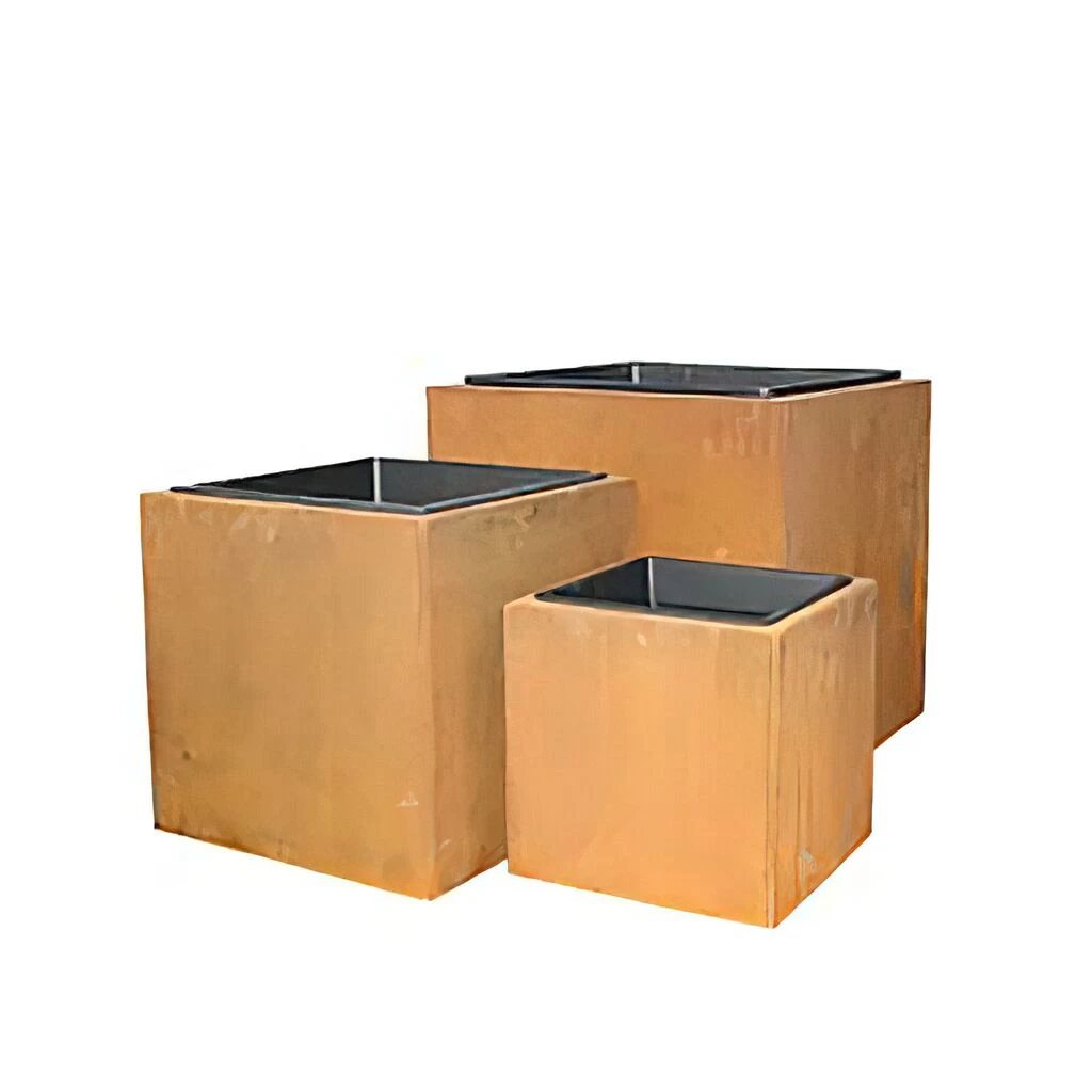 Rost Metall Pflanzgefäße 3er Set - Eckig Mit Einsatz - Hilo 2 Rost Metall Pflanzgefäße 3er Set - Eckig Mit Einsatz - Hilo – Bild 2