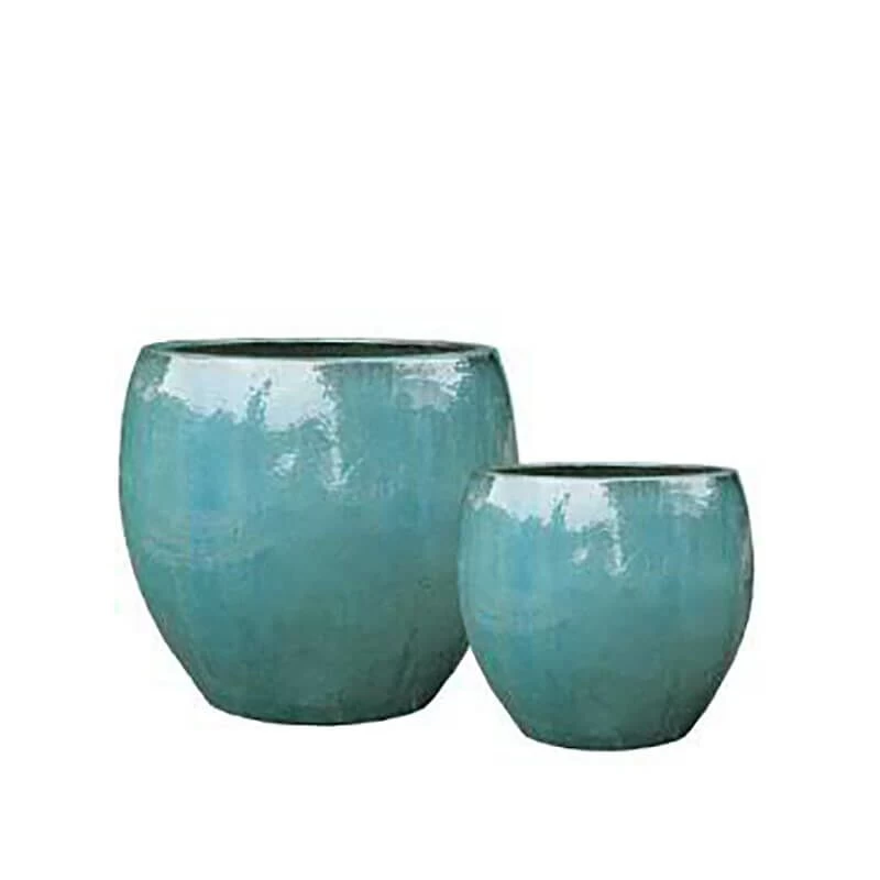 Runde Garten Blumenkübel Aus Keramik - Blaugrün - Imatero 2 Runde Garten Blumenkübel Aus Keramik - Blaugrün - Imatero – Bild 2