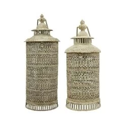 Runde Garten Standleuchte Aus Metall In Grau - 2er Set - Laterne Molino