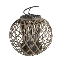 Runde Holz-Gartenlaterne Mit Glaseinsatz - 2er Set - Gartenleuchte Mur