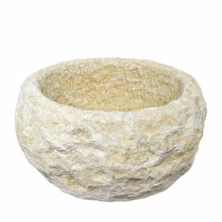 Runde Pflanzschale Aus Steinguss Im Natur Look Für Draußen - Azara