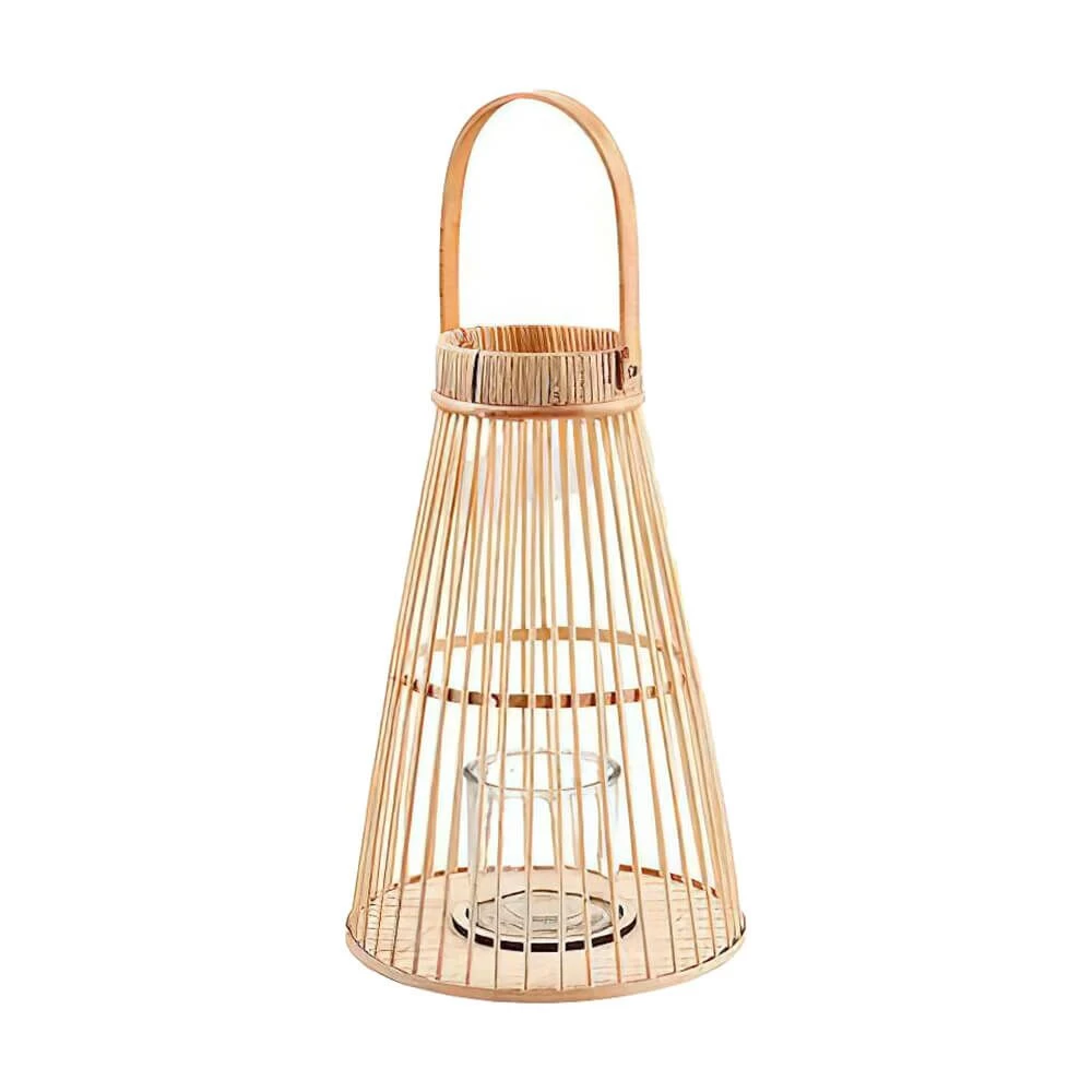 Runde Standlaterne Mit Glaseinsatz Aus Holzstreben - Lethoma 1 Runde Standlaterne Mit Glaseinsatz Aus Holzstreben - Lethoma