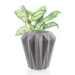 Runder Beton Pflanztopf Modern Mit Eckiger Oberfläche - Modigliani -Gartenwelt Geschaft runder beton pflanztopf modern mit eckiger oberflaeche modigliani3