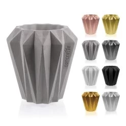 Runder Beton Pflanztopf Modern Mit Eckiger Oberfläche - Modigliani -Gartenwelt Geschaft runder beton pflanztopf modern mit eckiger oberflaeche modigliani4