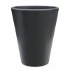 Runder Blumentopf Für Draußen - Groß - Steinzeug Frostsicher - Anthrazit - Amphiro Niger