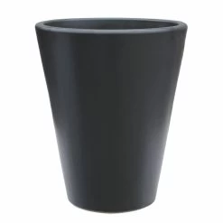 Runder Blumentopf Für Draußen - Groß - Steinzeug Frostsicher - Anthrazit - Amphiro Niger