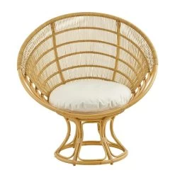 Runder Gartensessel Für Die Lounge In Natürlichem Rattan Look - Sessel Jarla