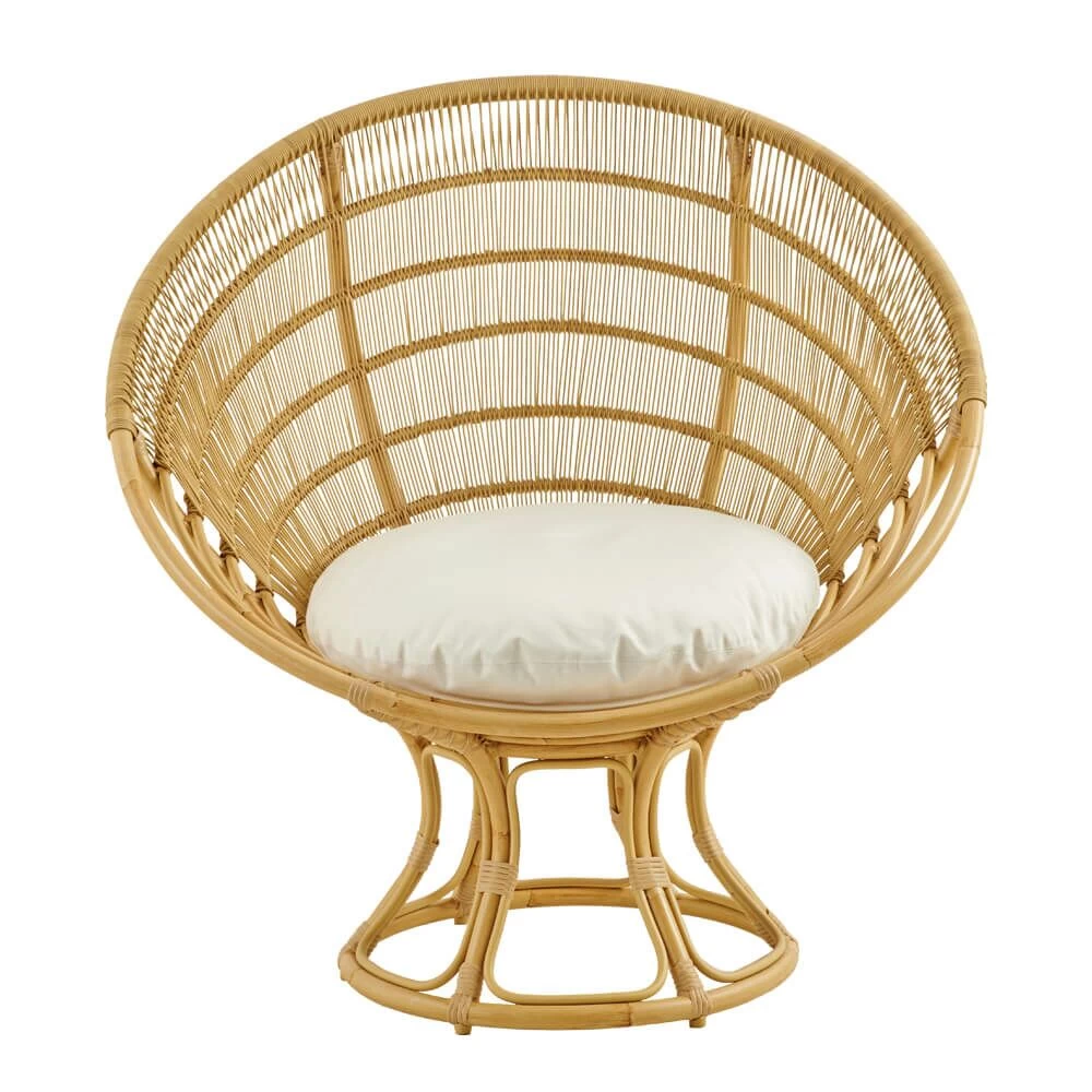 Runder Gartensessel Für Die Lounge In Natürlichem Rattan Look - Sessel Jarla 1 Runder Gartensessel Für Die Lounge In Natürlichem Rattan Look - Sessel Jarla