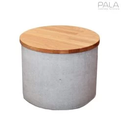 Runder Outdoor Beistelltisch Aus Beton Und Holz - Sylinteri