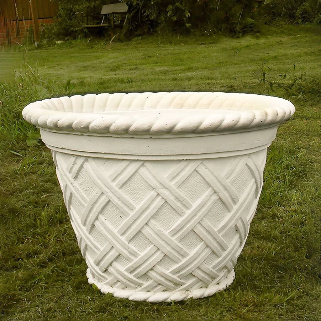 Runder Steinguss Pflanztopf In Korboptik - Filonas 2 Runder Steinguss Pflanztopf In Korboptik - Filonas – Bild 2
