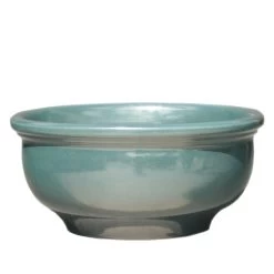 Rundes Blumengefäß Aus Steinzeug - Winterfest - Zeitlos - Grün - Pleione Verde