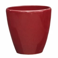 Rundes Pflanzgefäß Für Draußen - Steinzeug Frostfest - Rot - Akaste Rubis