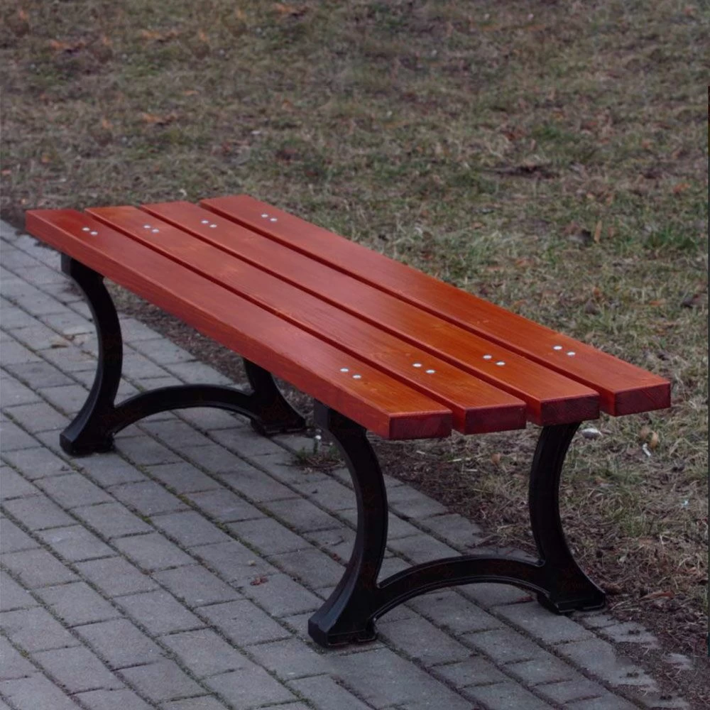 Schlichte Parkbank Ohne Lehne Aus Holz Und Gusseisen - Georg 1 Schlichte Parkbank Ohne Lehne Aus Holz Und Gusseisen - Georg