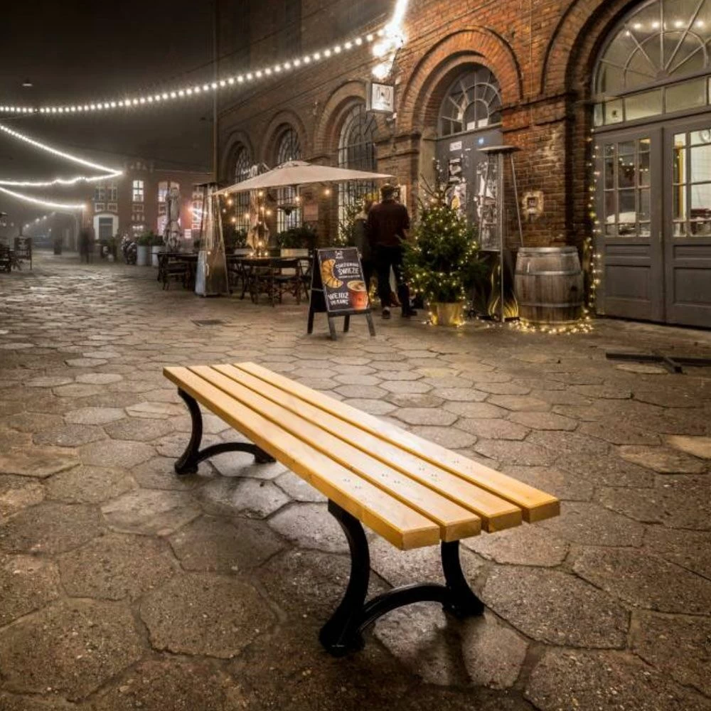 Schlichte Parkbank Ohne Lehne Aus Holz Und Gusseisen - Georg 2 Schlichte Parkbank Ohne Lehne Aus Holz Und Gusseisen - Georg – Bild 2