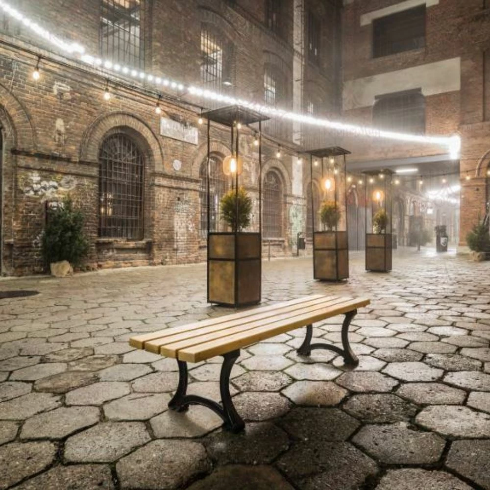 Schlichte Parkbank Ohne Lehne Aus Holz Und Gusseisen - Georg 3 Schlichte Parkbank Ohne Lehne Aus Holz Und Gusseisen - Georg – Bild 3