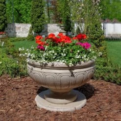 Schlichte Pflanzschale Aus Steinguss - Rund - Idalia