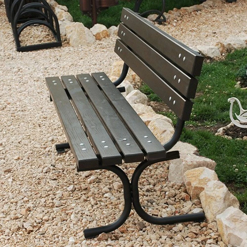 Schlichte Sitzbank Aus Metall Und Holz Ohne Armlehne Für Stadt Und Garten - Even 2 Schlichte Sitzbank Aus Metall Und Holz Ohne Armlehne Für Stadt Und Garten - Even – Bild 2