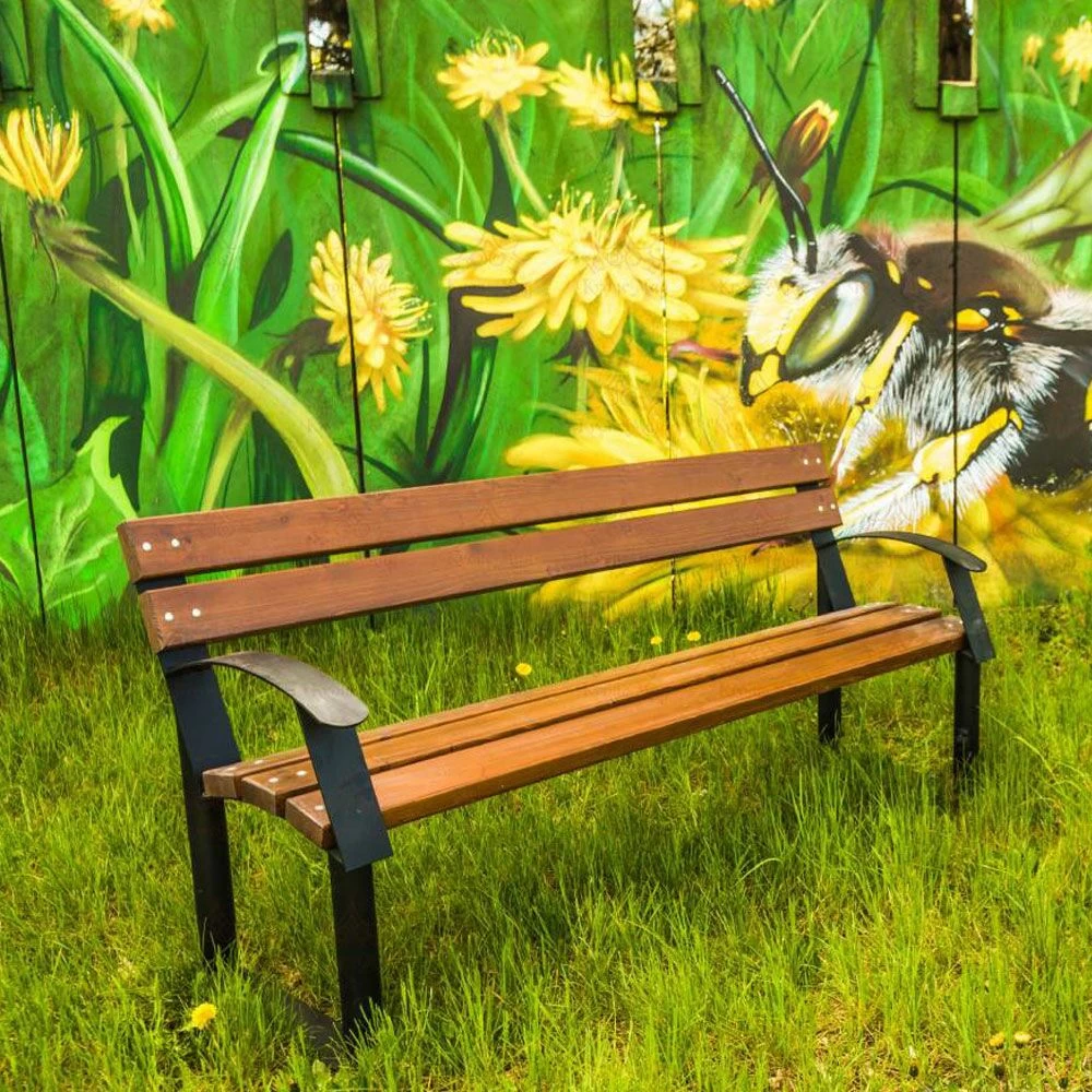 Schlichte Stadtmobiliar Bank Aus Metall Und Holz - Eindride 3 Schlichte Stadtmobiliar Bank Aus Metall Und Holz - Eindride – Bild 3