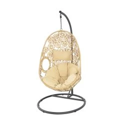 Schwingsessel Mit Polster In Beige - Floral - Schwingsessel Flora