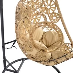 Schwingsessel Mit Polster In Beige - Floral - Schwingsessel Flora -Gartenwelt Geschaft schwingsessel mit polster in beige floral schwingsessel flora3