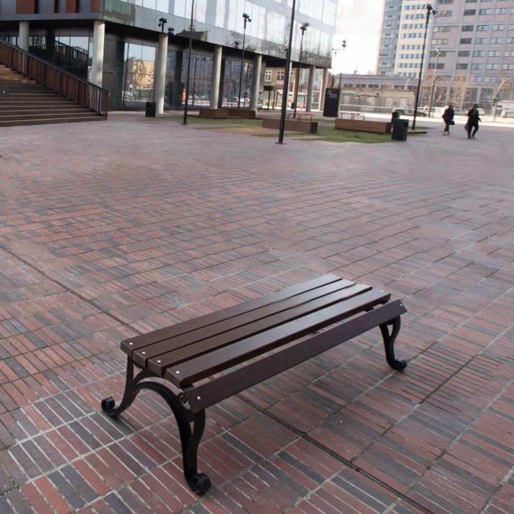 Stadtmobiliar Bank Aus Holz Und Gusseisen - Ohne Rückenlehne - Eldrid 1 Stadtmobiliar Bank Aus Holz Und Gusseisen - Ohne Rückenlehne - Eldrid