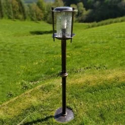 Standleuchte Für Draußen Aus Schmiedebronze & Kristallglas - Heroma