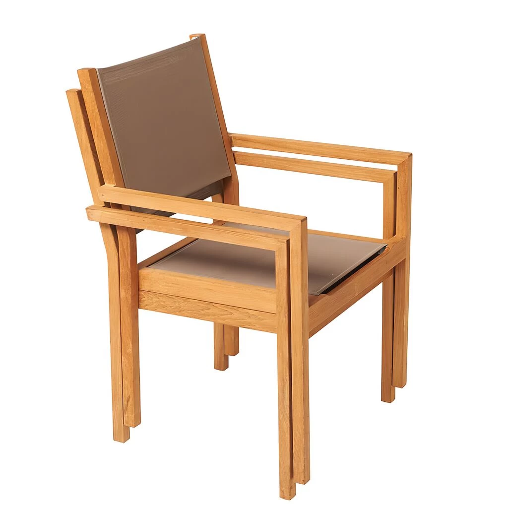 Stapelbarer Gartenstuhl Aus Teakholz & Textilene - Harriett Stapelstuhl 2 Stapelbarer Gartenstuhl Aus Teakholz & Textilene - Harriett Stapelstuhl – Bild 2