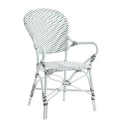 Stapelbarer Gartenstuhl Mit Armlehnen Und Dot Muster In Weiß - Gartensessel Karina