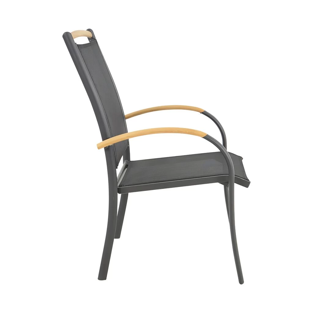 Stapelbarer Stuhl Mit Teakholz In Anthrazit - Stuhl Minzo 2 Stapelbarer Stuhl Mit Teakholz In Anthrazit - Stuhl Minzo – Bild 2