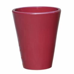 Steinzeug Pflanztopf Für Draußen - Winterfest - Rund - Rot - Amphiro Rubis