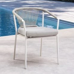 Stilvoller Dining-Stuhl Aus Aluminium In Weiß - Stapelbar - Tiaoma