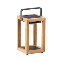 Teakholz/Alu Solarleuchte In Anthrazit Mit USB - Solarleuchte Lima Holz