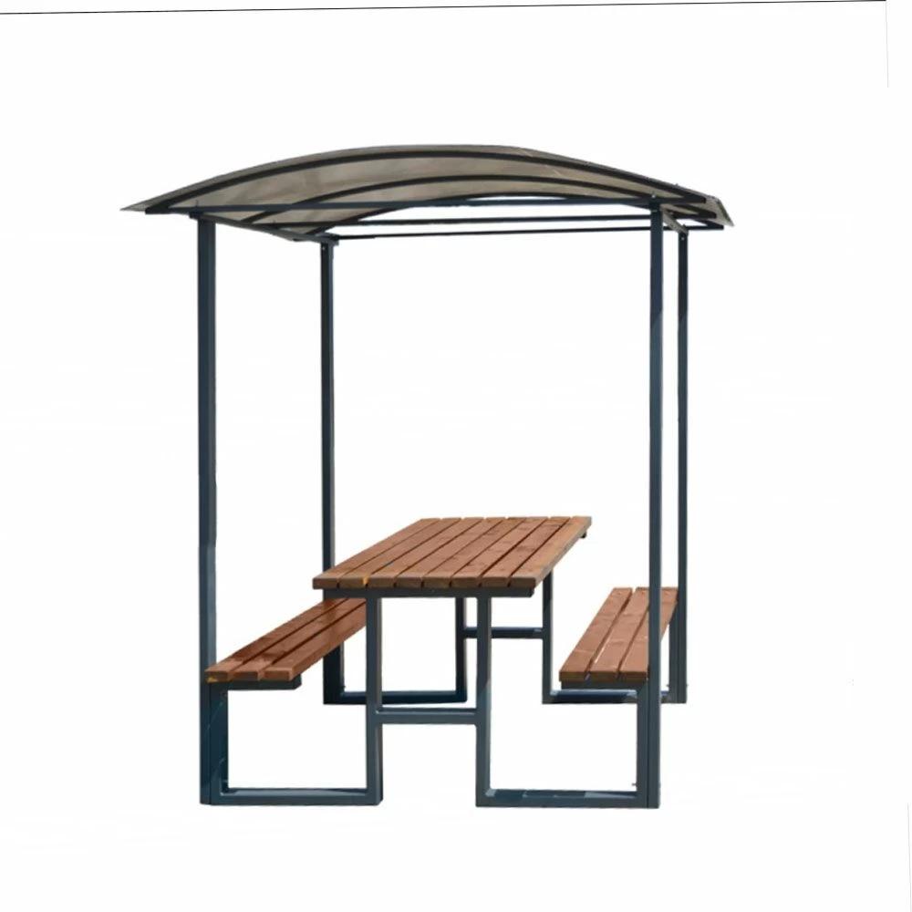 Überdachtes Tisch-Set Aus Metall Und Holz - Akis 1 Überdachtes Tisch-Set Aus Metall Und Holz - Akis