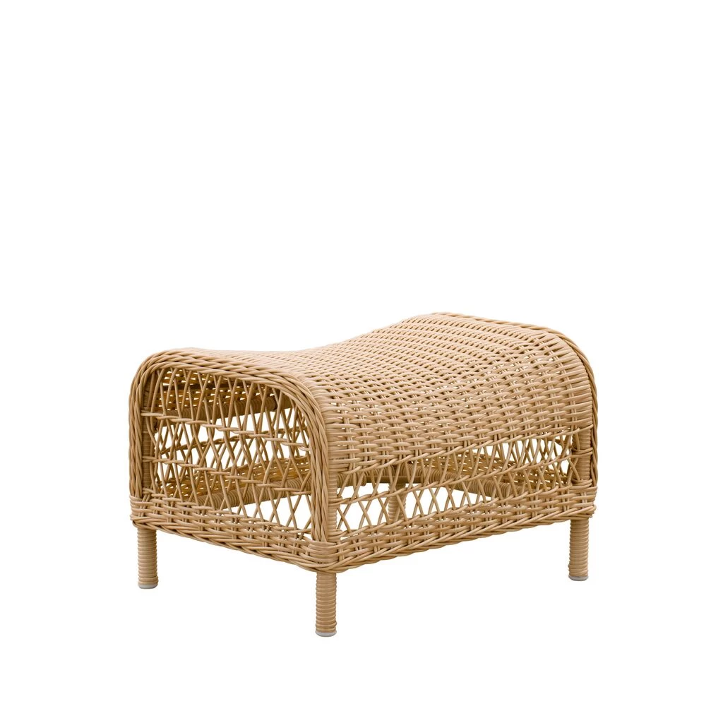 Von Hand Geflochtener Hellbrauner Fußhocker In Rattan Optik - Fußbank Anike 1 Von Hand Geflochtener Hellbrauner Fußhocker In Rattan Optik - Fußbank Anike