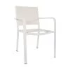 Weißer Aluminium Garten Stapelstuhl Mit Textylen-Sitzfläche - Kruno