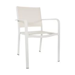 Weißer Aluminium Garten Stapelstuhl Mit Textylen-Sitzfläche - Kruno