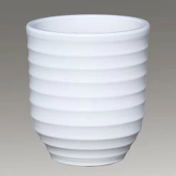 Weißer Blumenkübel Winterfest - Steinzeug - Modern - Rund - Ventus Blanc