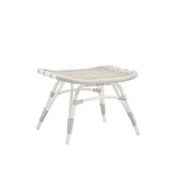 Wetterfeste Fußbank In Weiß Mit Rattan-Look - Fußbank Elina