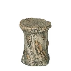 Wetterfester Sitzhocker Im Baumstamm Design Aus Steinguss - Vaia