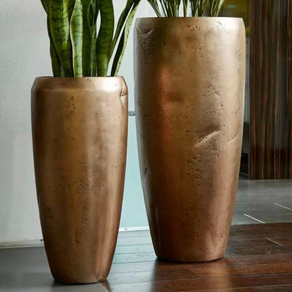XXL 2er Set Pflanzvasen - Indoor - Bronze - Mit Einsatz - Rund - Jemal 1 XXL 2er Set Pflanzvasen - Indoor - Bronze - Mit Einsatz - Rund - Jemal