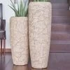 XXL Indoor Pflanzvase Mit Einsatz Aus Polystone - Braun - Rund - Broken-Optik - Rafiki
