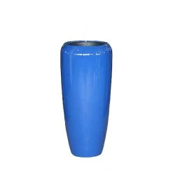 XXL Pflanzvase Aus Polystone - Blau Hochglänzend - Mit Einsatz - Malindi
