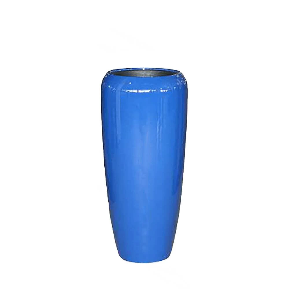 XXL Pflanzvase Aus Polystone - Blau Hochglänzend - Mit Einsatz - Malindi 1 XXL Pflanzvase Aus Polystone - Blau Hochglänzend - Mit Einsatz - Malindi