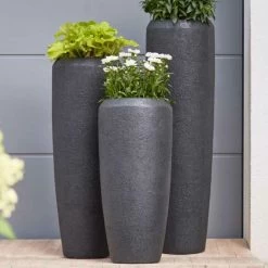 XXL Pflanzvase Aus Polystone - Schwarz - Mit Einsatz - Lindiwe