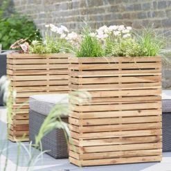 XXL Raumteiler Zum Bepflanzen Aus Akazienholz Mit Einsatz - Eckig - Emil