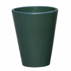 Zeitlose Runde Gartenvase Aus Steinzeug - Winterfest - Oliv-grün - Amphiro Olivam